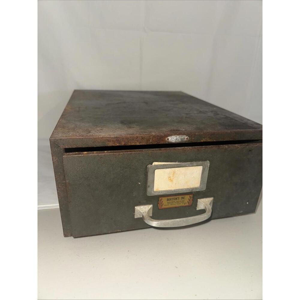 Vintage Boutons Inc Drawer File System , Patina